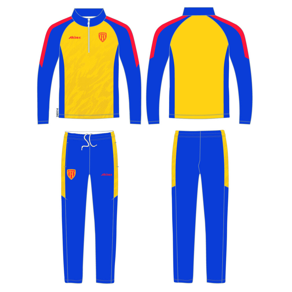 Tuta da calcio personalizzata gialla e blu con zip a un quarto - Divisa da calcio