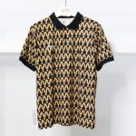 Custom Sublimated Men's Golf Polo | Black & Gold Geometric Pattern Athletic Polo Shirt for Teams & Clubs