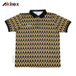Custom Sublimated Men's Golf Polo | Black & Gold Geometric Pattern Athletic Polo Shirt for Teams & Clubs