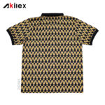 Custom Sublimated Men's Golf Polo | Black & Gold Geometric Pattern Athletic Polo Shirt for Teams & Clubs