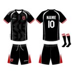 AKILEX Custom Red & Black Raglan Breathable Football Match Jersey