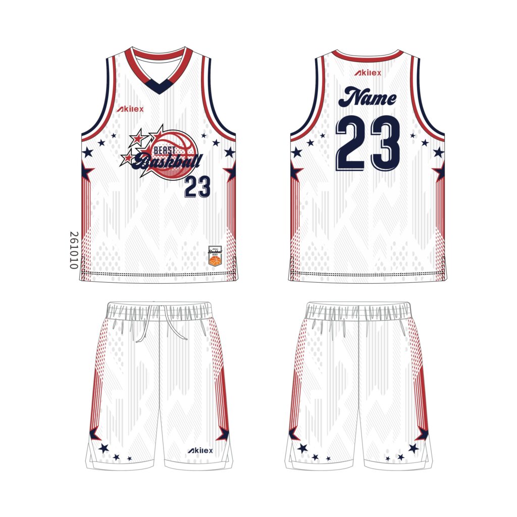 Custom Sublimated Basketball Uniform | White Jersey & Shorts