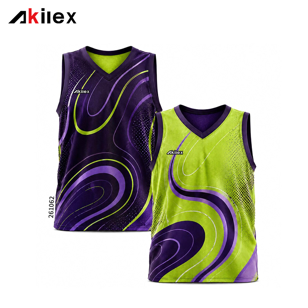 Custom Purple & Green Reversible Basketball Jersey