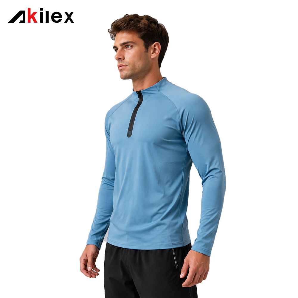 Custom Mens Performance Long Sleeve | 1/4 Zip Side View