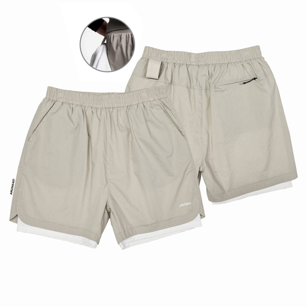 Custom 2-in-1 Running Shorts | Flat Lay Zip Pocket View