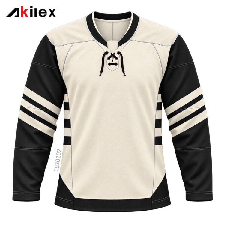 Lace-Up Collar Vintage Hockey Jersey