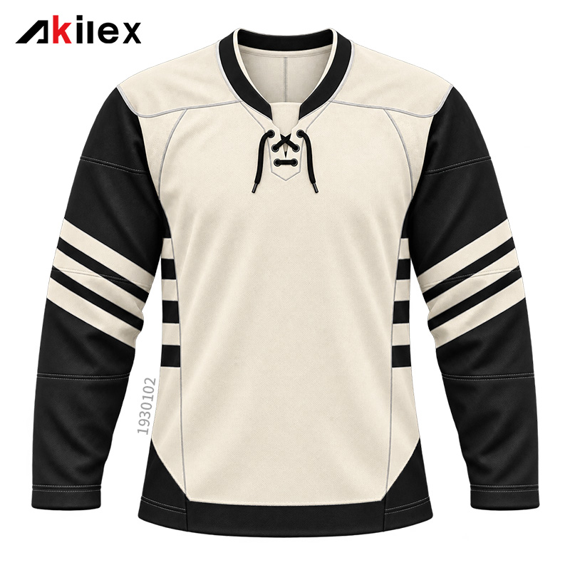 Lace-Up Collar Vintage Hockey Jersey