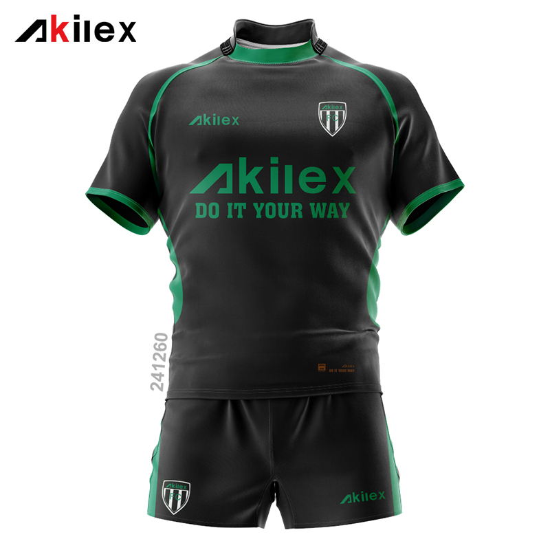 Custom Black and Green Rugby Team Kit for Club ...