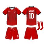 Venta al por mayor de equipaciones personalizadas para equipos de fútbol: conjunto de equipación de fútbol en rojo y negro