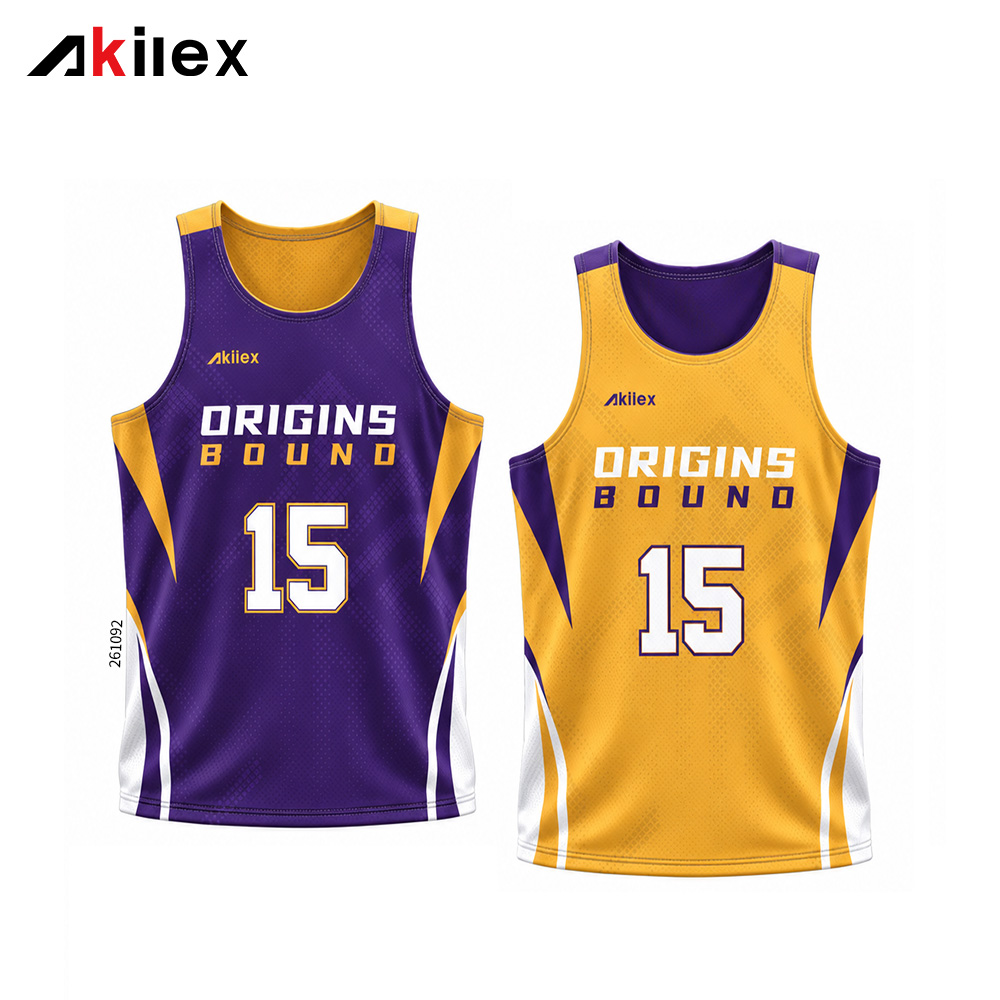 Custom Reversible Basketball Jersey Purple Gold...