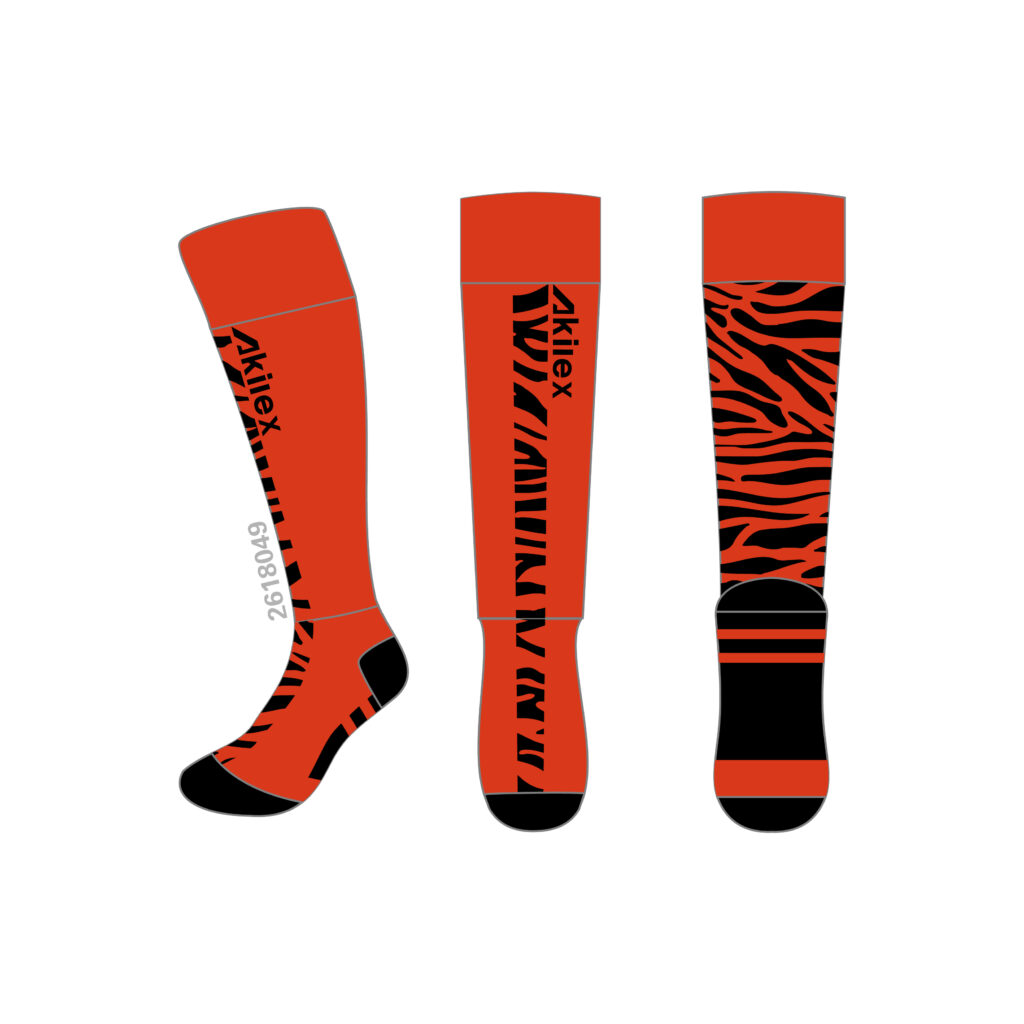 Calcetines de fútbol personalizados con estampado de tigre naranja, hasta la rodilla