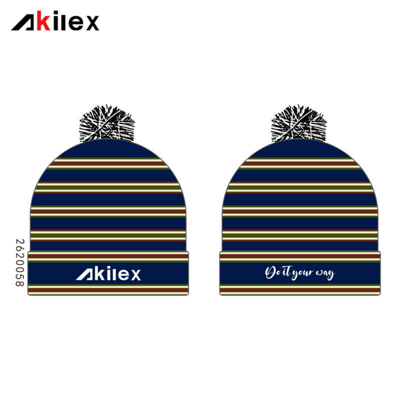 Custom Striped Knit Beanies & Winter Athlet...
