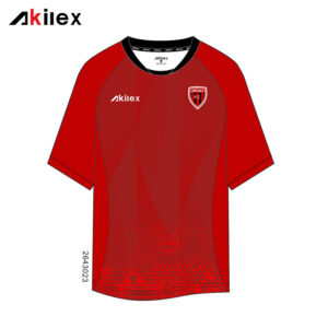 AKILEX: Camiseta raglán personalizada en rojo y negro, transpirable...