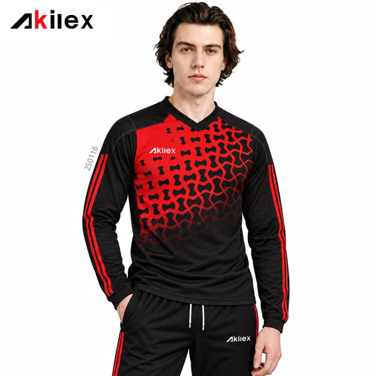 Custom Black & Red Cricket Long-Sleeve Trai...