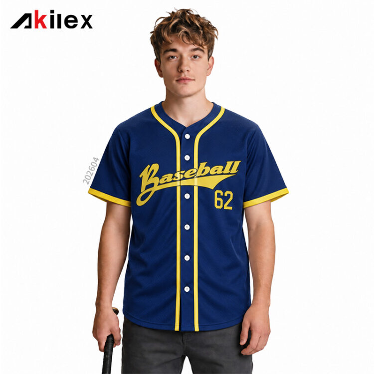 Custom Navy Baseball Jersey with Yellow Piping