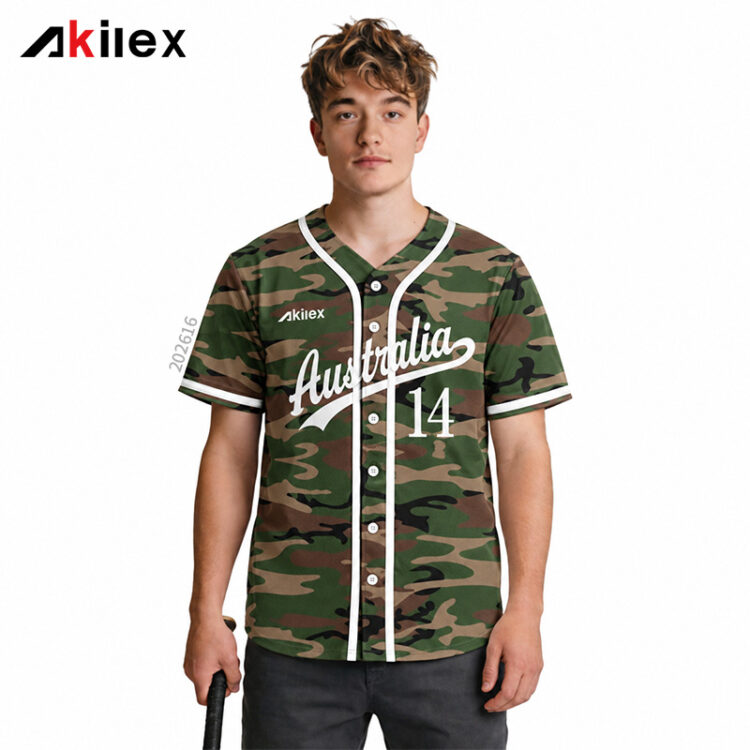 Camouflage Print & White Button-Down Custom...