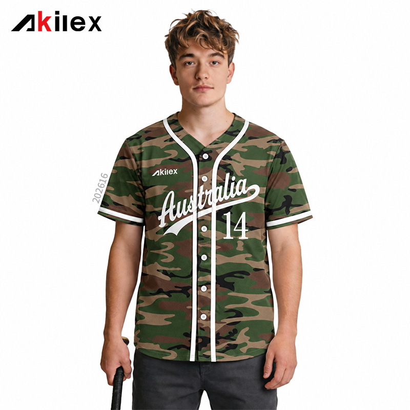 Camouflage Print & White Button-Down Custom...