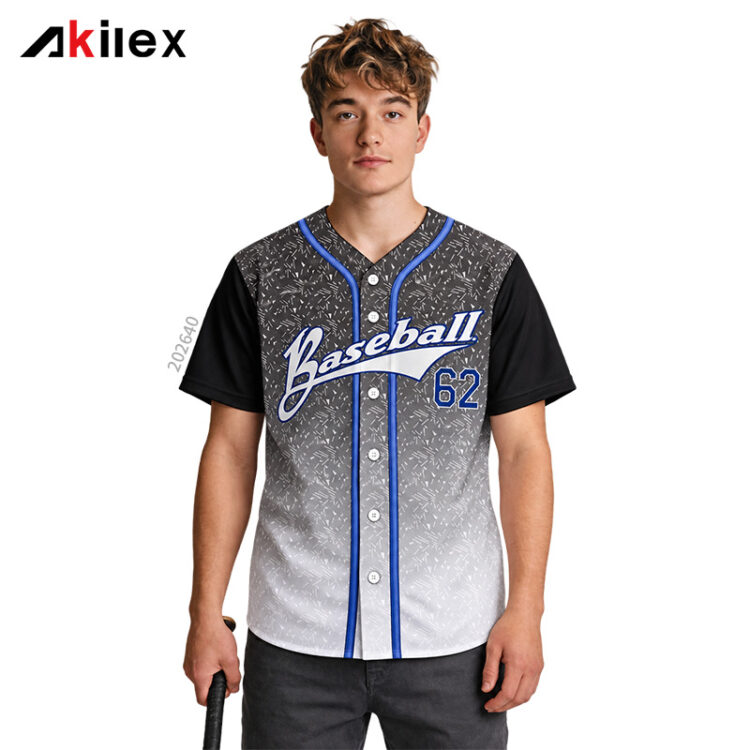 Custom Speckle Print Baseball Jersey with Blue ...