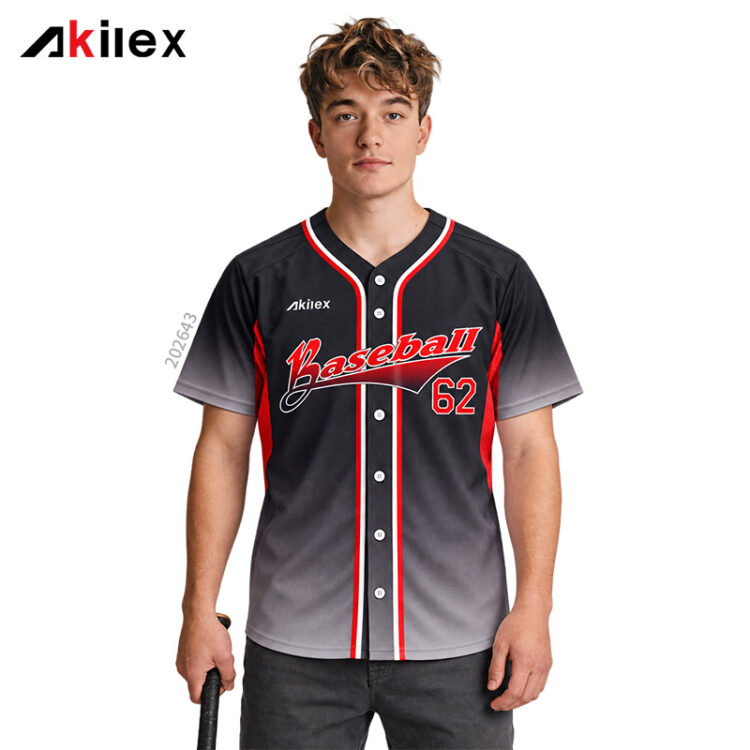 Custom Gradient Baseball Jersey with Red Piping