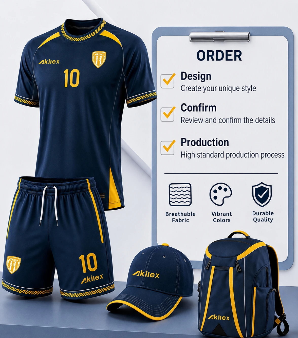 Akilex custom teamwear order checklist