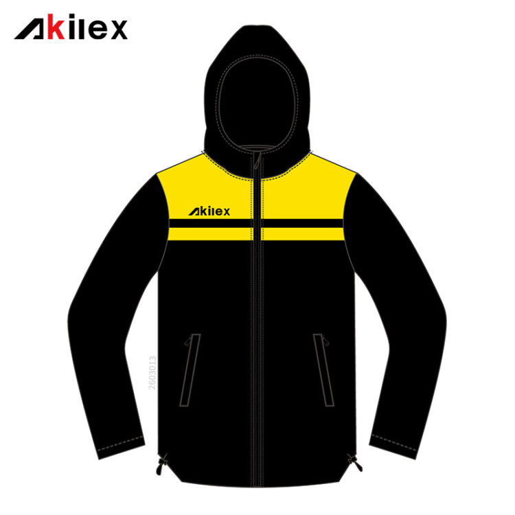Black & Yellow Custom Hooded Soccer Rain Co...